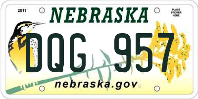 NE license plate DQG957