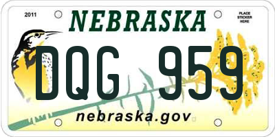 NE license plate DQG959