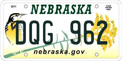 NE license plate DQG962