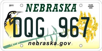 NE license plate DQG967