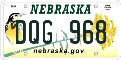 NE license plate DQG968