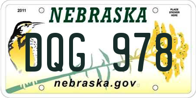NE license plate DQG978