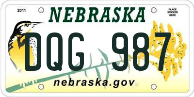 NE license plate DQG987