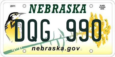 NE license plate DQG990