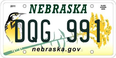 NE license plate DQG991