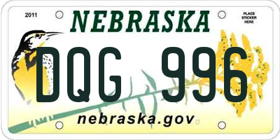 NE license plate DQG996