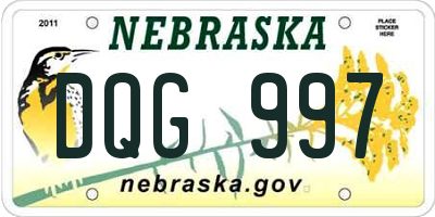 NE license plate DQG997