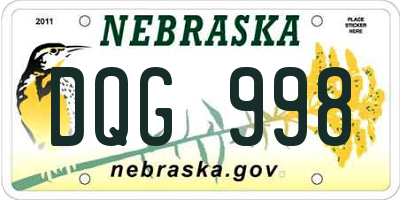 NE license plate DQG998