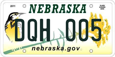 NE license plate DQH005