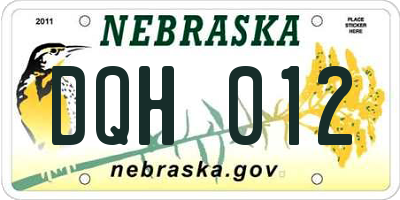 NE license plate DQH012