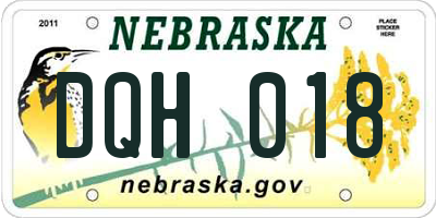 NE license plate DQH018