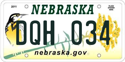NE license plate DQH034