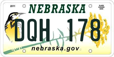 NE license plate DQH178
