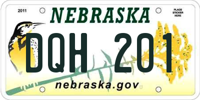NE license plate DQH201
