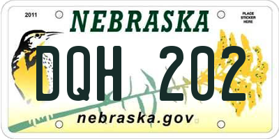 NE license plate DQH202