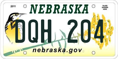 NE license plate DQH204