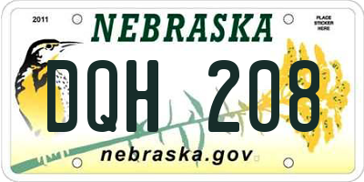 NE license plate DQH208