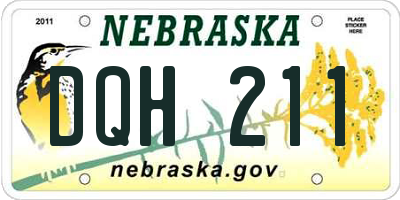 NE license plate DQH211