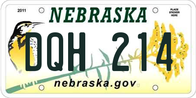 NE license plate DQH214