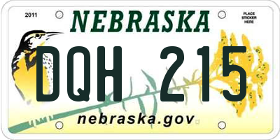 NE license plate DQH215