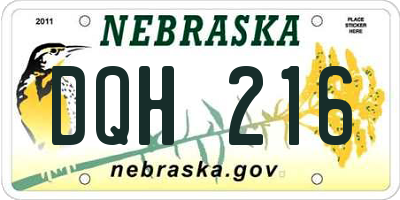 NE license plate DQH216