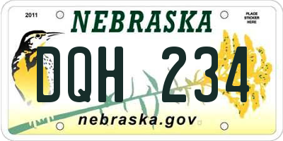 NE license plate DQH234