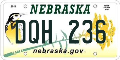 NE license plate DQH236