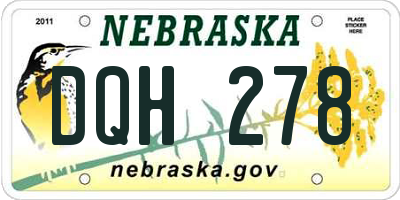 NE license plate DQH278