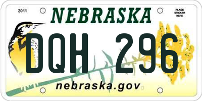 NE license plate DQH296