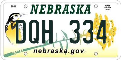 NE license plate DQH334