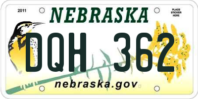 NE license plate DQH362