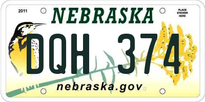 NE license plate DQH374