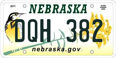 NE license plate DQH382