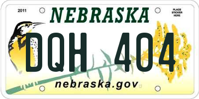 NE license plate DQH404