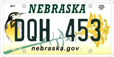 NE license plate DQH453