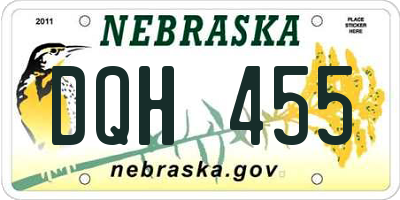 NE license plate DQH455