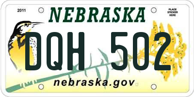 NE license plate DQH502