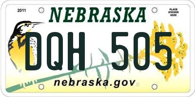 NE license plate DQH505