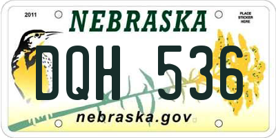 NE license plate DQH536