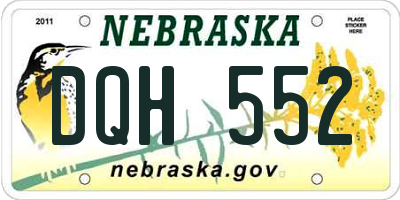 NE license plate DQH552