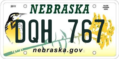 NE license plate DQH767