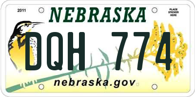 NE license plate DQH774