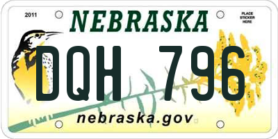 NE license plate DQH796