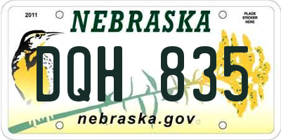 NE license plate DQH835