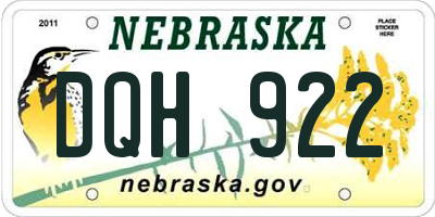 NE license plate DQH922
