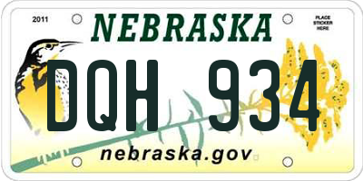 NE license plate DQH934