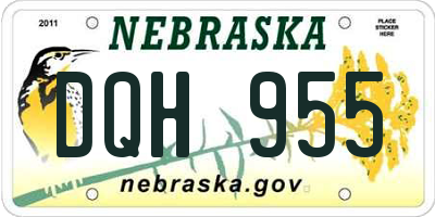 NE license plate DQH955