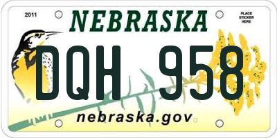NE license plate DQH958