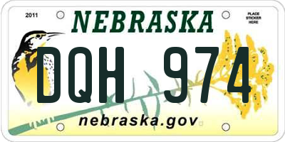 NE license plate DQH974