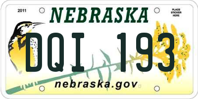 NE license plate DQI193